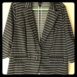 Gray striped peplum blazer